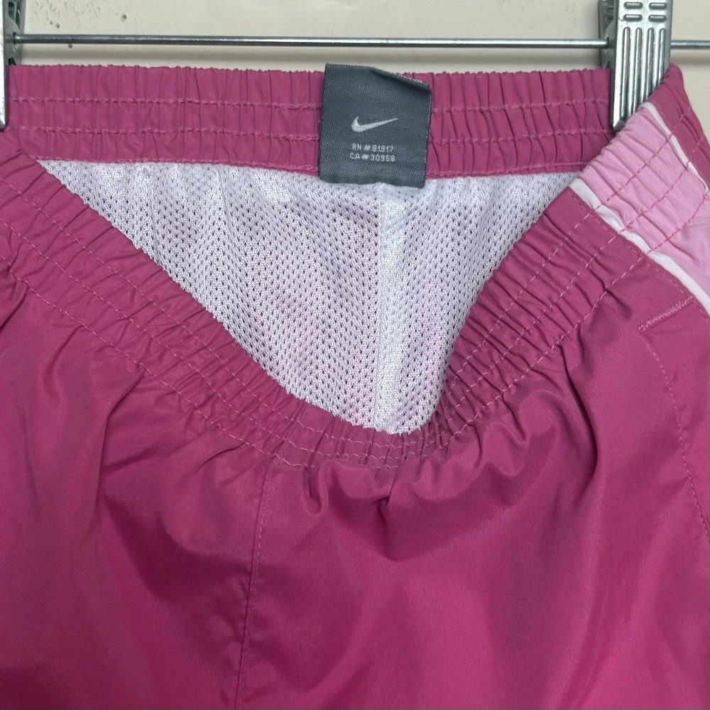 Vtg Y2K Nike Track Pants Logo Size 6 Kids Pink Cargo Mesh Lined